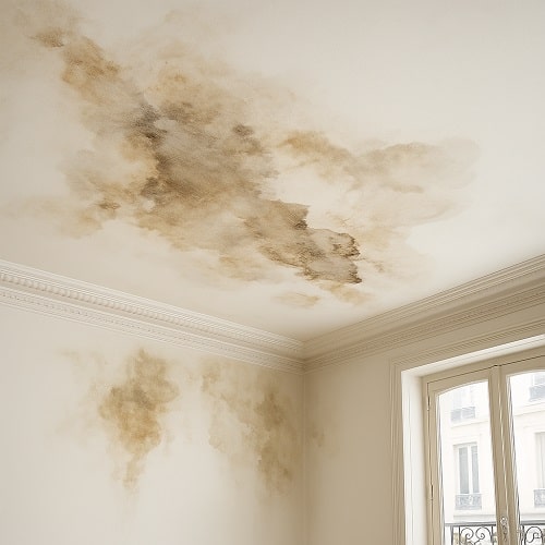 Réparation des murs et plafonds après un dégât des eaux dans un appartement